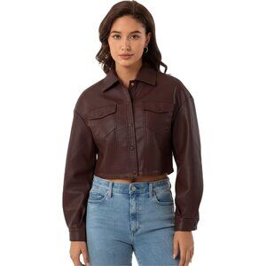 Women Faux Leather Cropped Jacket Moto Biker Short Jacket PU Party Jacket Camel